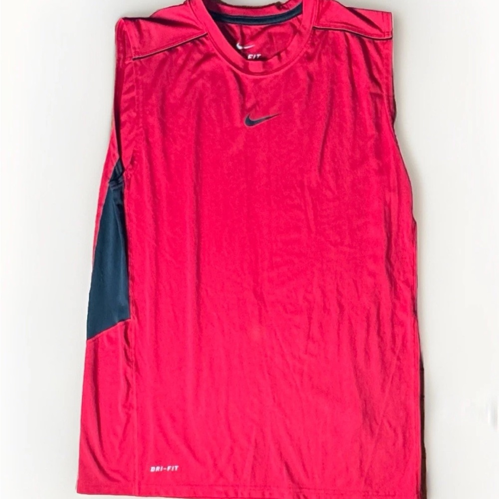 (S) NIKE Red & Black Muscle Shirt